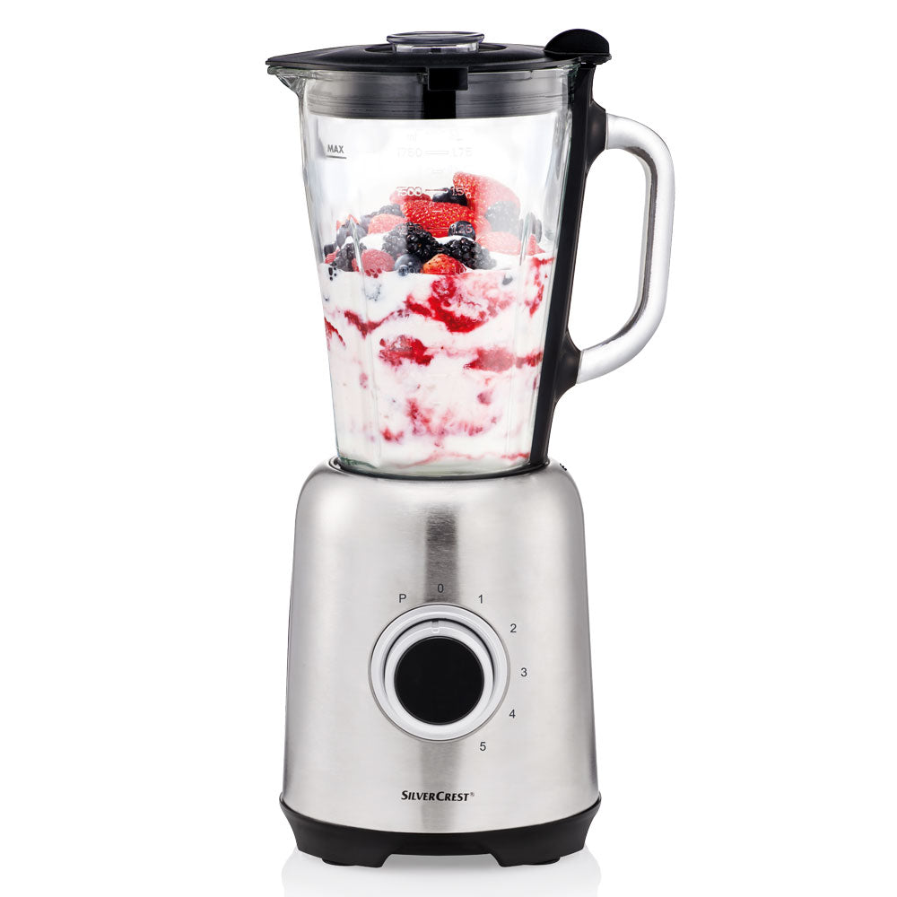 SilverCrest SSTME 600 B1 Glass Jug Blender 600W 1.75L, Stainless Steel