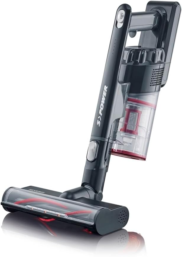 Severin S'Power HV 7966 Cordless 2-in-1 Hand and Stick Vacuum Cleaner, Black/Red