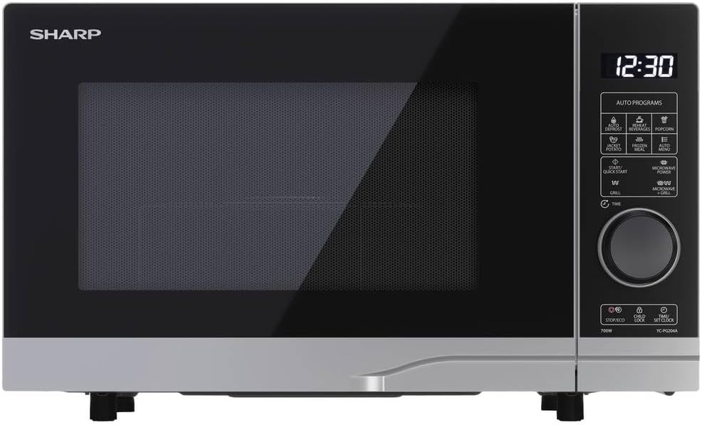 Sharp YC-PG204AE-S Microwave with Grill 20L, Silver