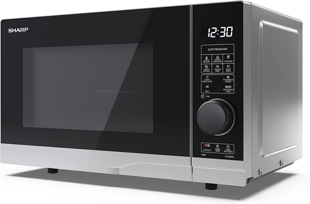 Sharp YC-PG204AE-S Microwave with Grill 20L, Silver
