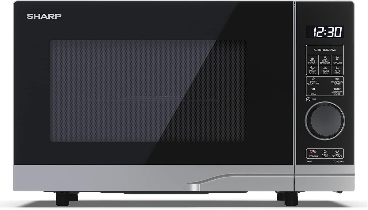 Sharp YC-PG204AE-S Microwave with Grill 20L, Silver