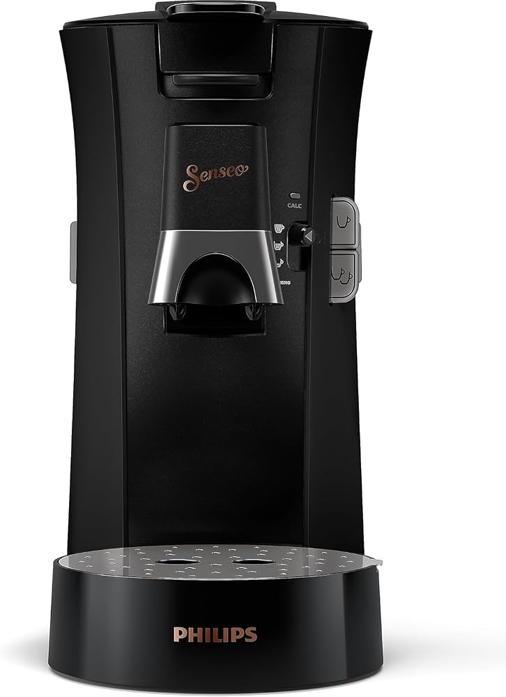 Philips Senseo Select Coffee Pod Machine Bundle with 66 Coffee Pods, 3 Coffee Specialities, Memo Function, Crema Plus, Intensity Plus, Made of Recycled Plastic, 0.9 L, Black (CSA240/60)