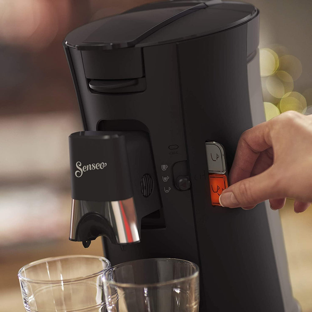 Philips Senseo Select Coffee Pod Machine Bundle with 66 Coffee Pods, 3 Coffee Specialities, Memo Function, Crema Plus, Intensity Plus, Made of Recycled Plastic, 0.9 L, Black (CSA240/60)