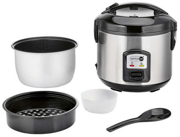 Switch On Rice Cooker 1L 400W, Stainless Steel