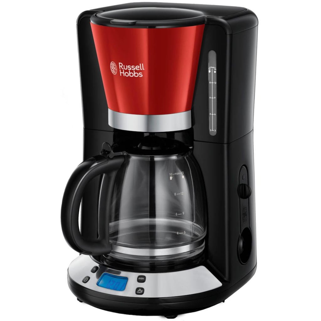 Russell Hobbs Colours Plus+ Flame Red 24031-56 Digital Glass Coffee Maker, 1.25L