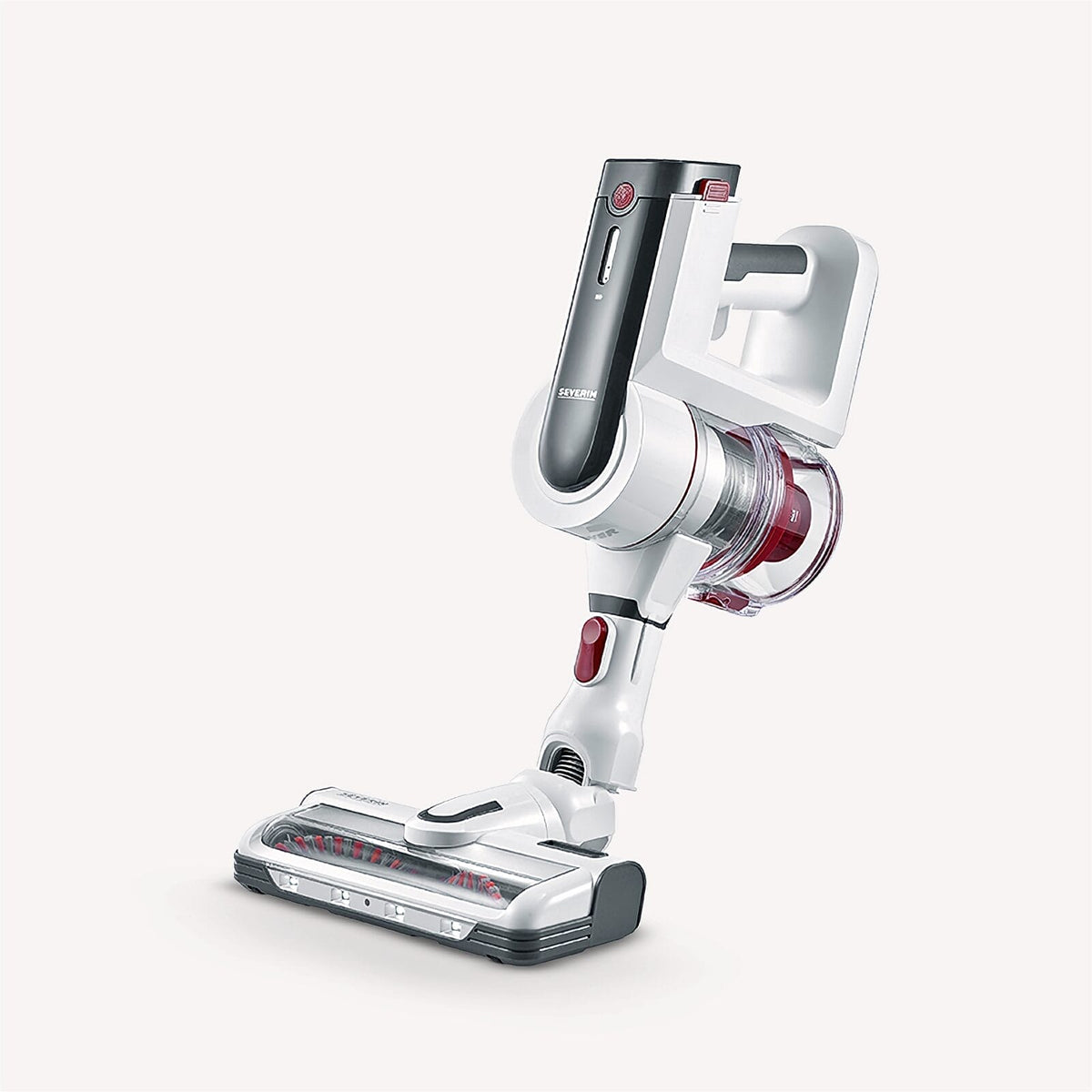 Severin S'Power HV 7166 Cordless 2-in-1 Hand and Stick Vacuum Cleaner, White/Red