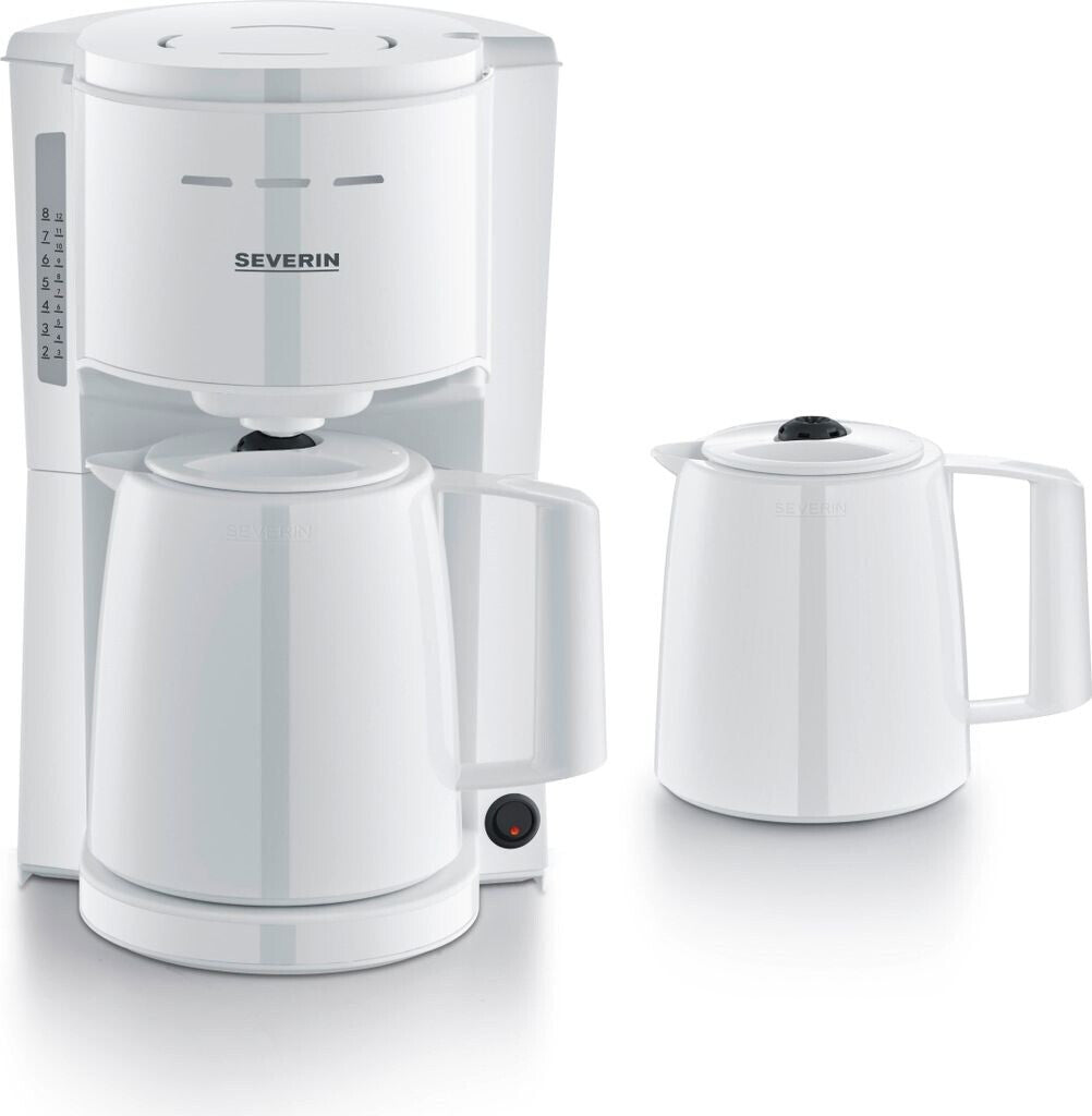 Severin Filter Coffee Maker with 2 Thermal Jugs, 1000W - White