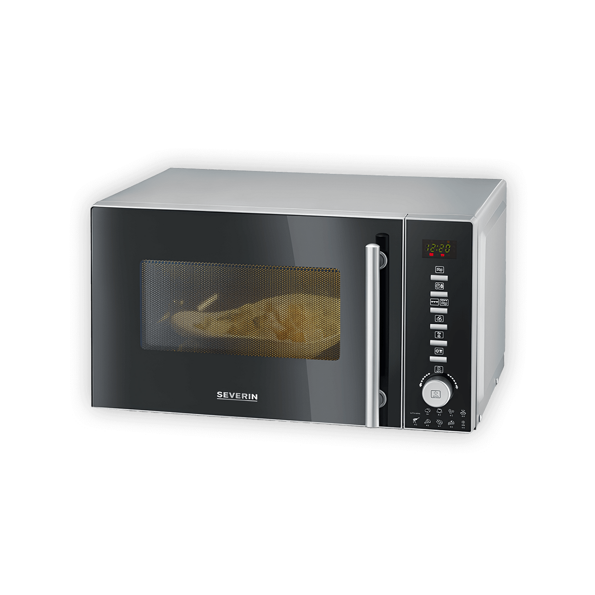 Severin MW 7773 3-in-1 Microwave with Grill and Hot Air 20L, Black/Silver