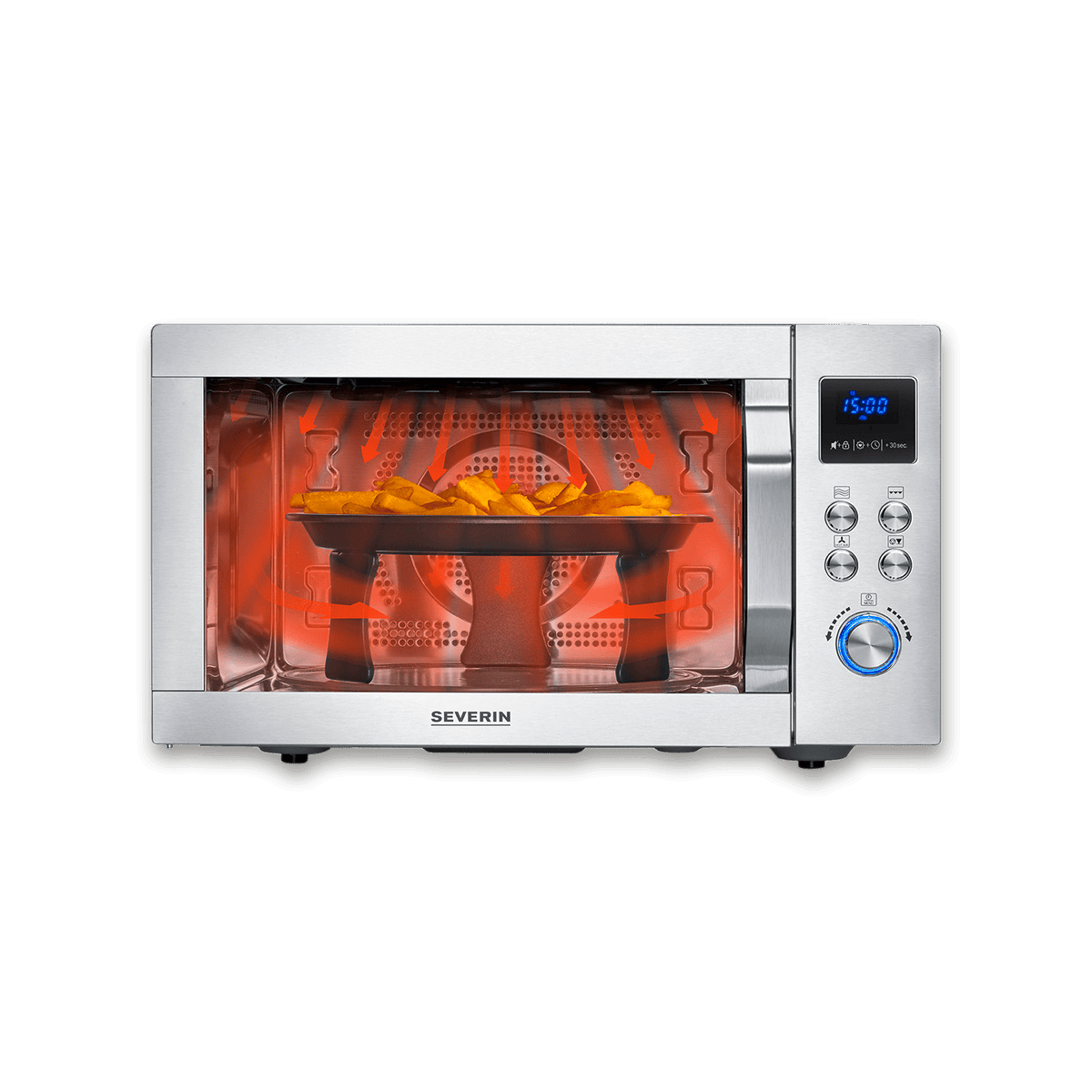 Severin MW 7918 CrispyWave 4-in-1 Microwave with Air Fryer 25L, Stainless Steel