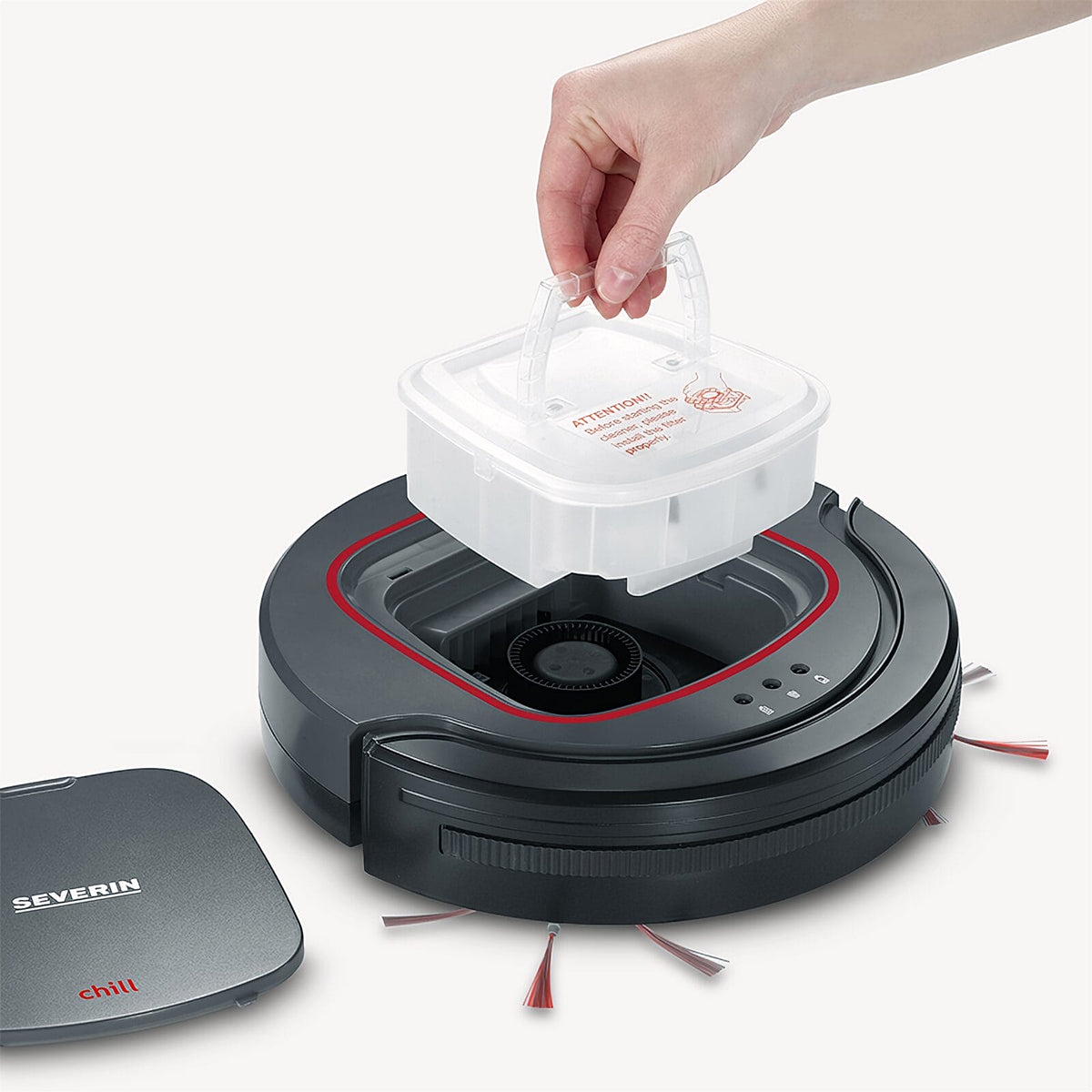 Severin Chill RB 7025 Robot Vacuum Cleaner, Platinum Grey/Red