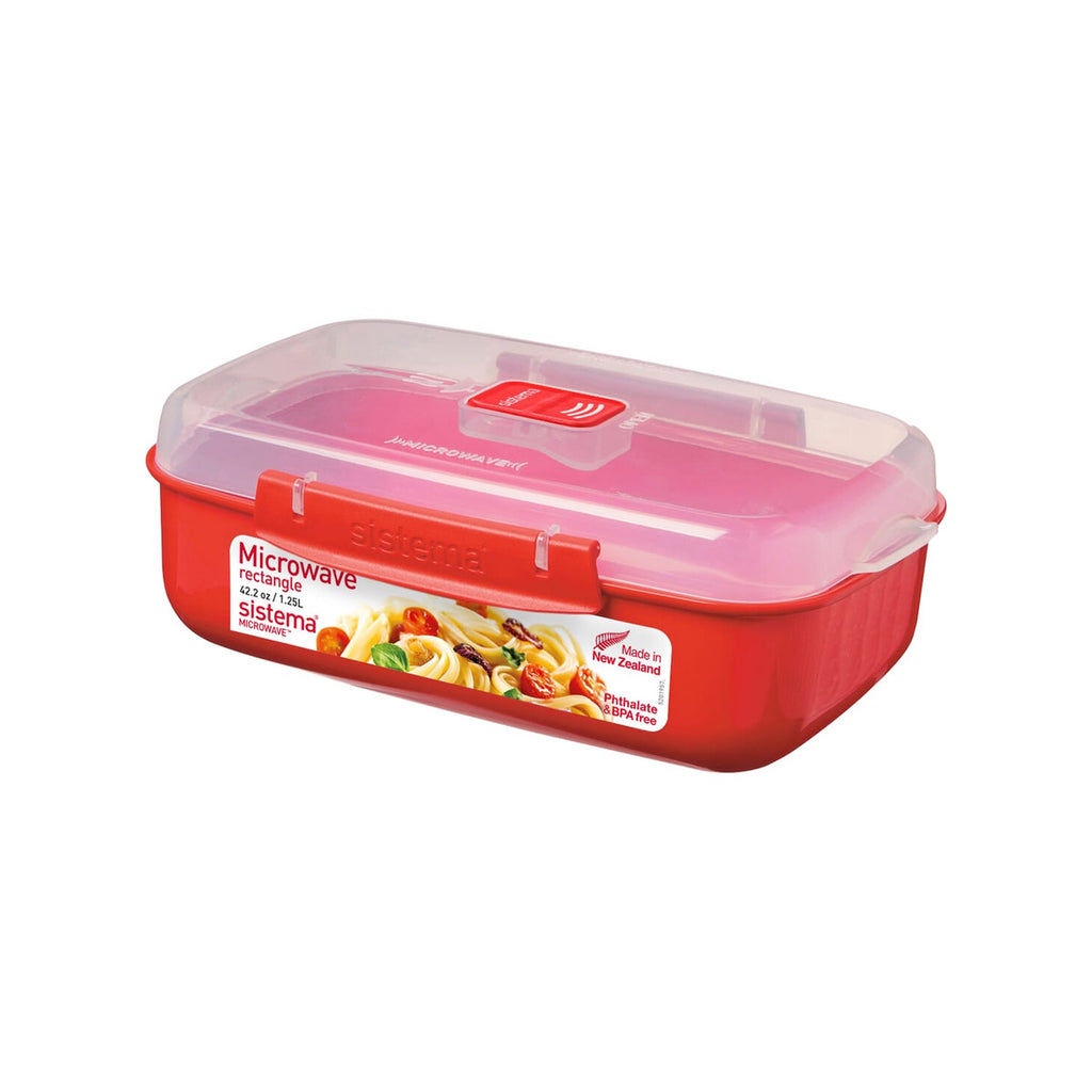 Sistema Microwave Rectangular Container 1.25 L, Red