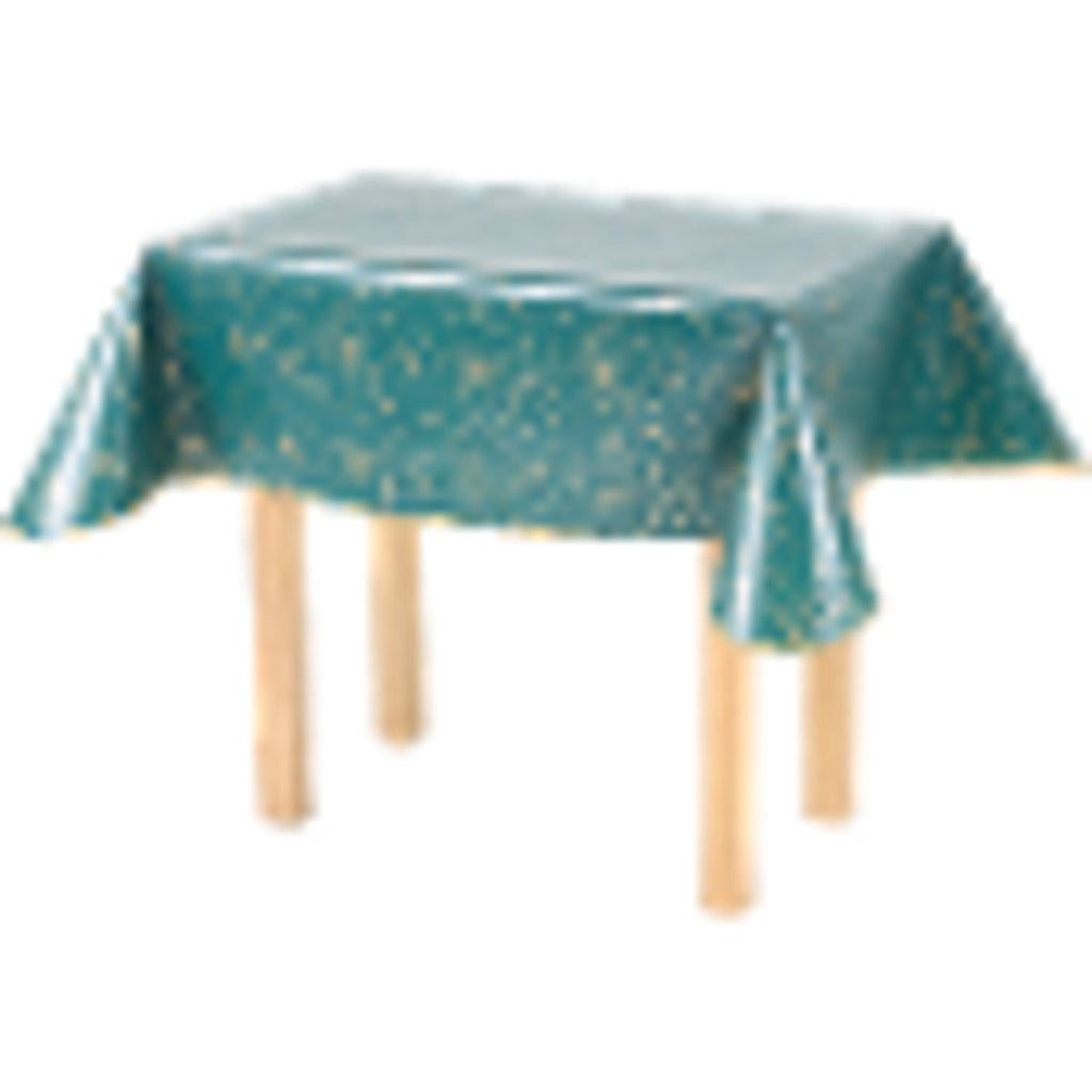 Livarno Home Festive Wipe-Clean Tablecloth 110 x 140 cm, Green with Gold Stars