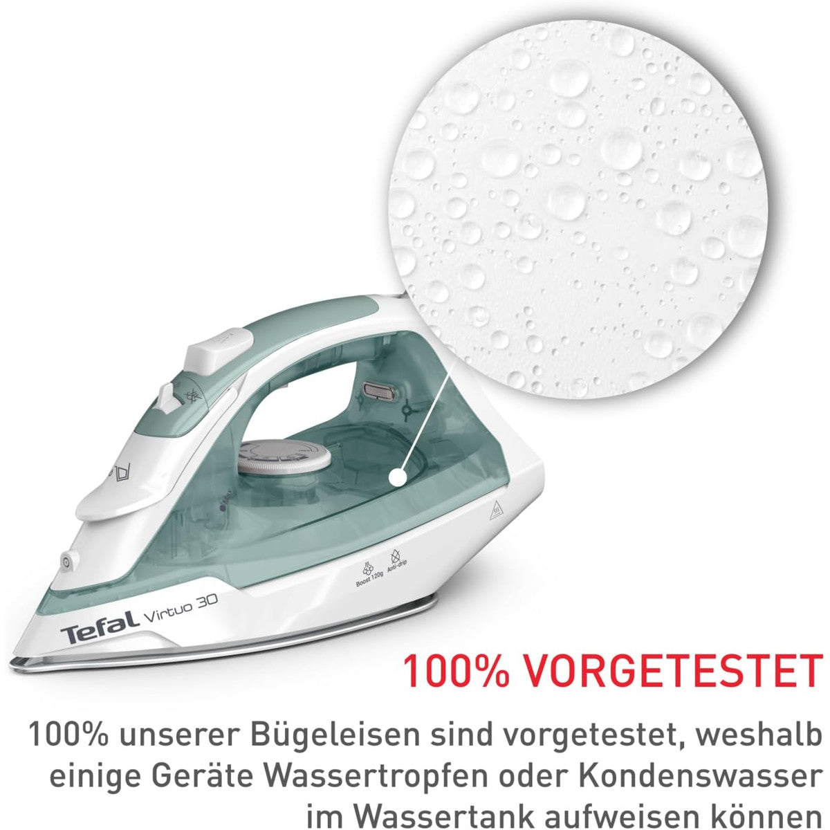 Tefal Virtuo 30 Steam Iron 2000W with Ceramic Soleplate, Eucalyptus