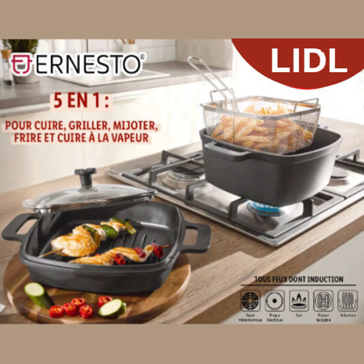 Ernesto 5-in-1 Cast Aluminium Multi-Function Cookware Set, 5 Pieces