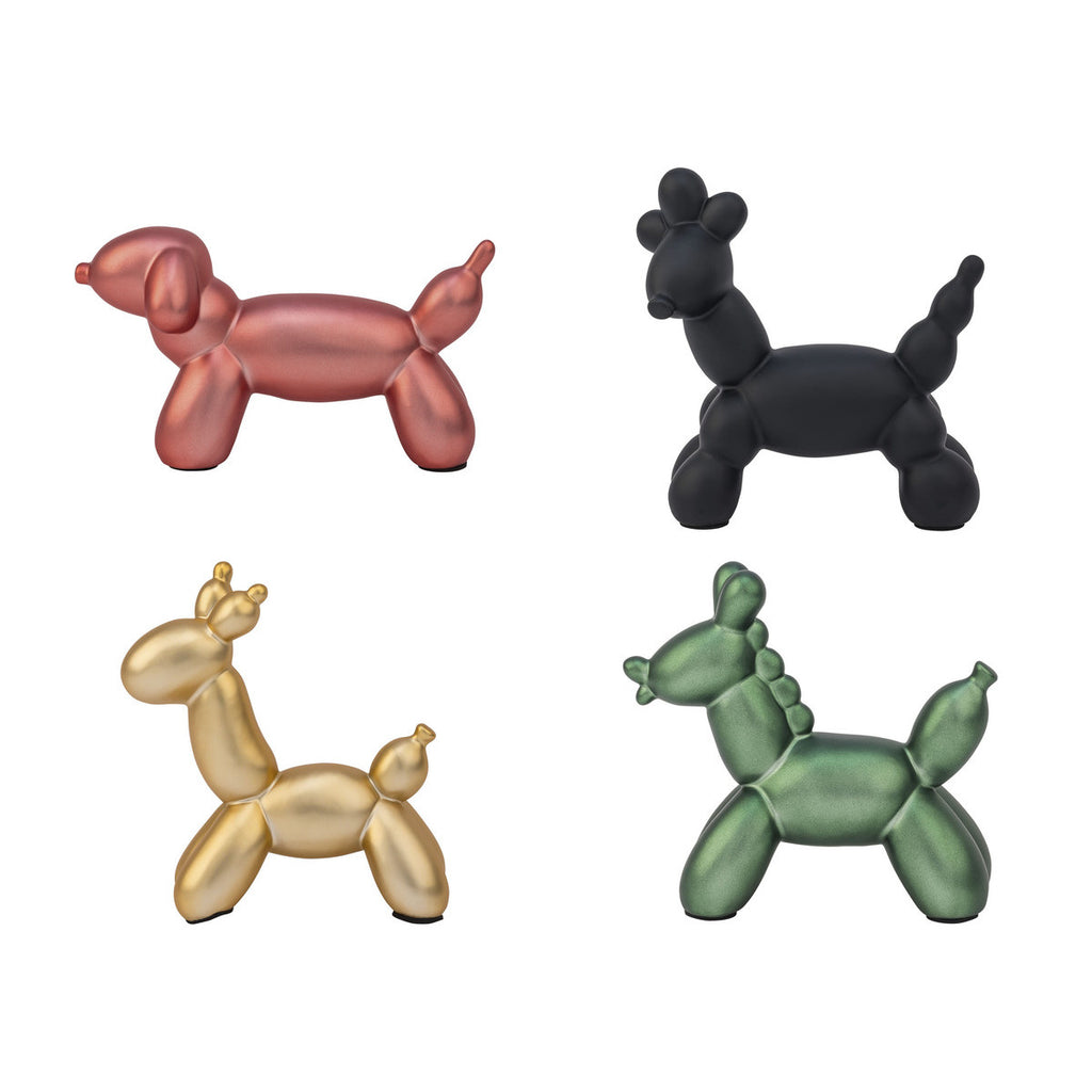 Livarno Home Ceramic Balloon Animal Sculpture, Green, 17.5 x 7.6 x 16.8 cm