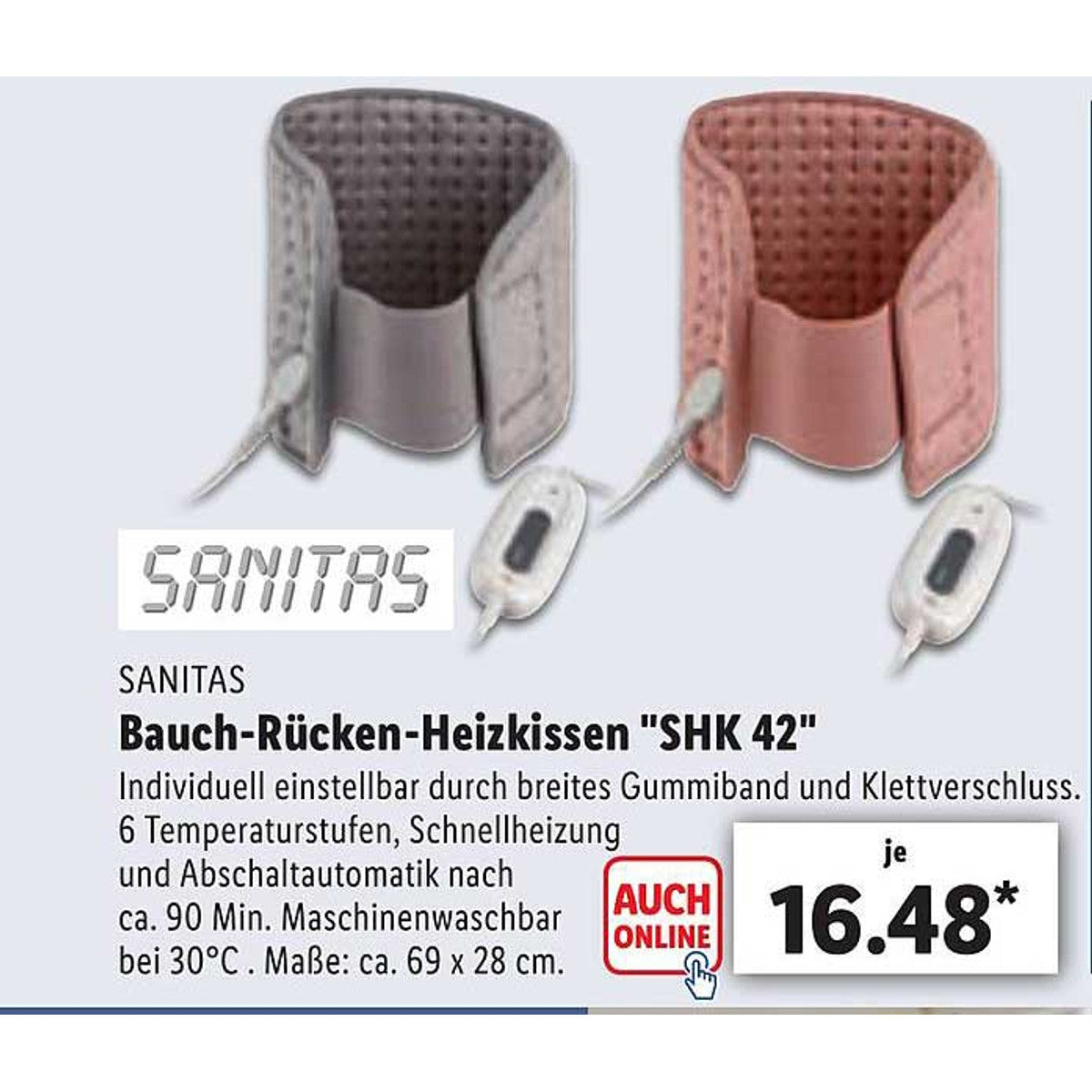 Sanitas SHK 42 Belly and Back Heating Pad, Burgundy