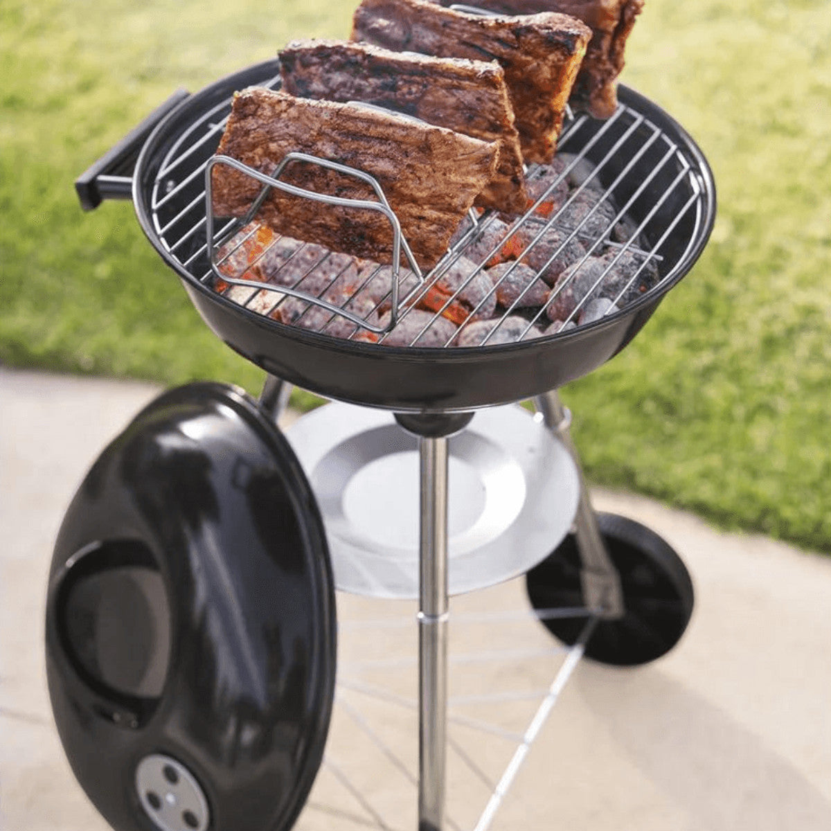 Grillmeister Basic Kettle Charcoal Barbecue, 34 cm Grill Surface
