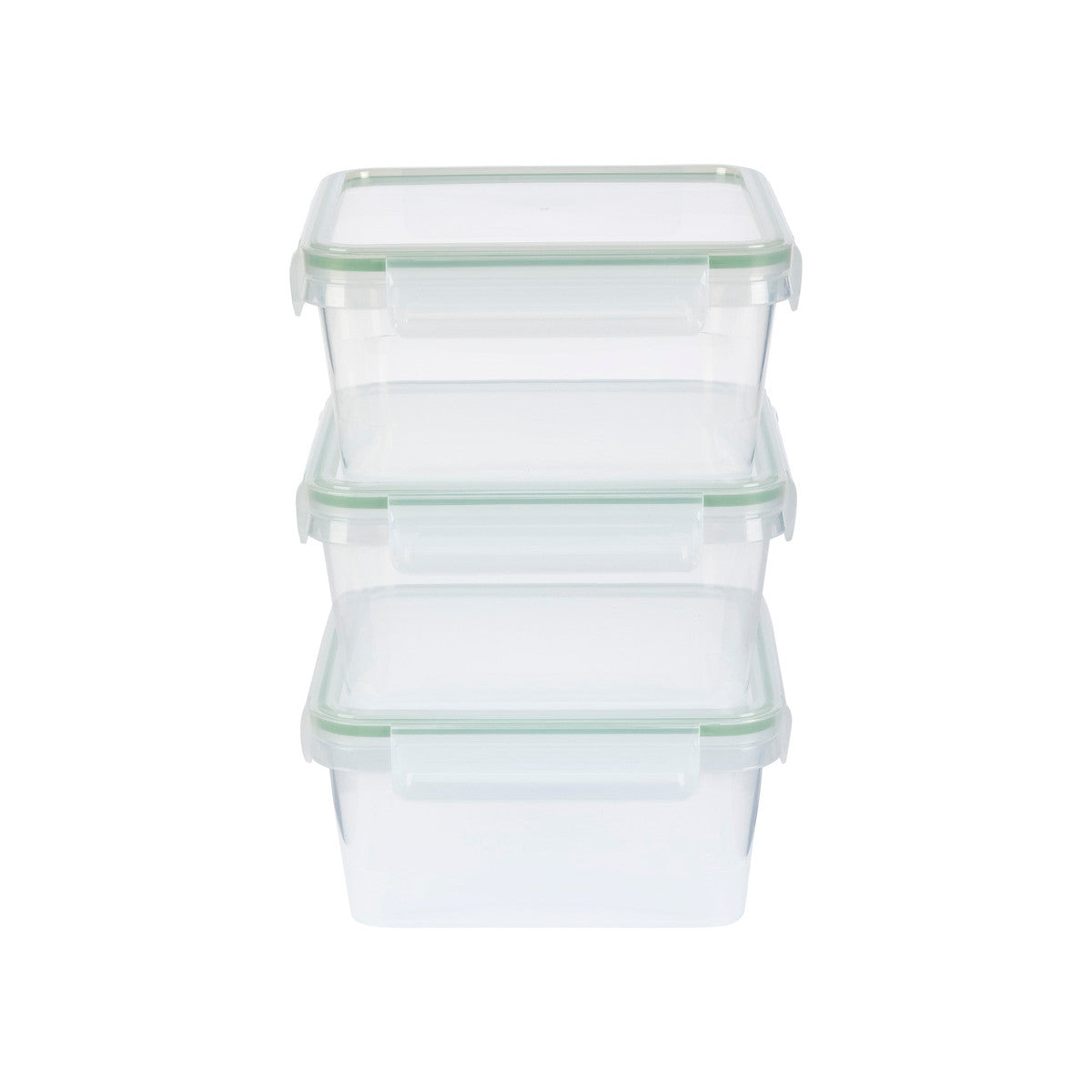 Ernesto Food Storage Container Set, 3 Pieces, Square with Silicone Seal and Click Lid