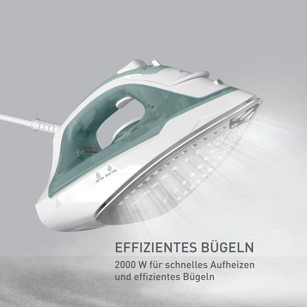 Tefal Virtuo 30 Steam Iron 2000W with Ceramic Soleplate, Eucalyptus