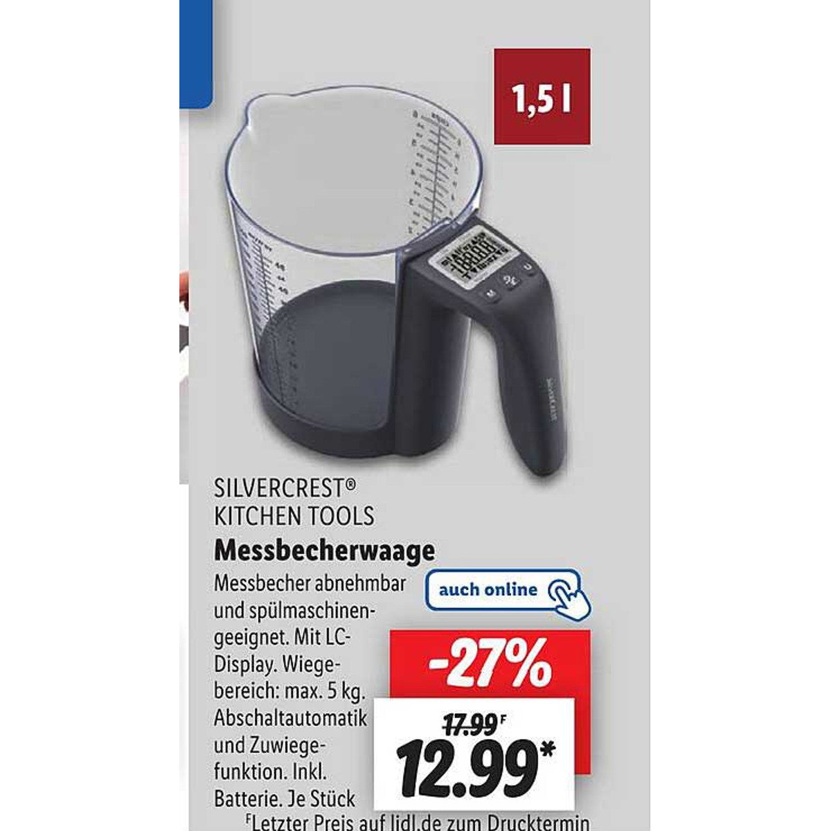 SilverCrest Digital Jug Scales 1.5 L, Max 5 kg