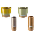 Livarno Home Glazed Ceramic Plant Pot Cover, Yellow, 13 x 11 cm