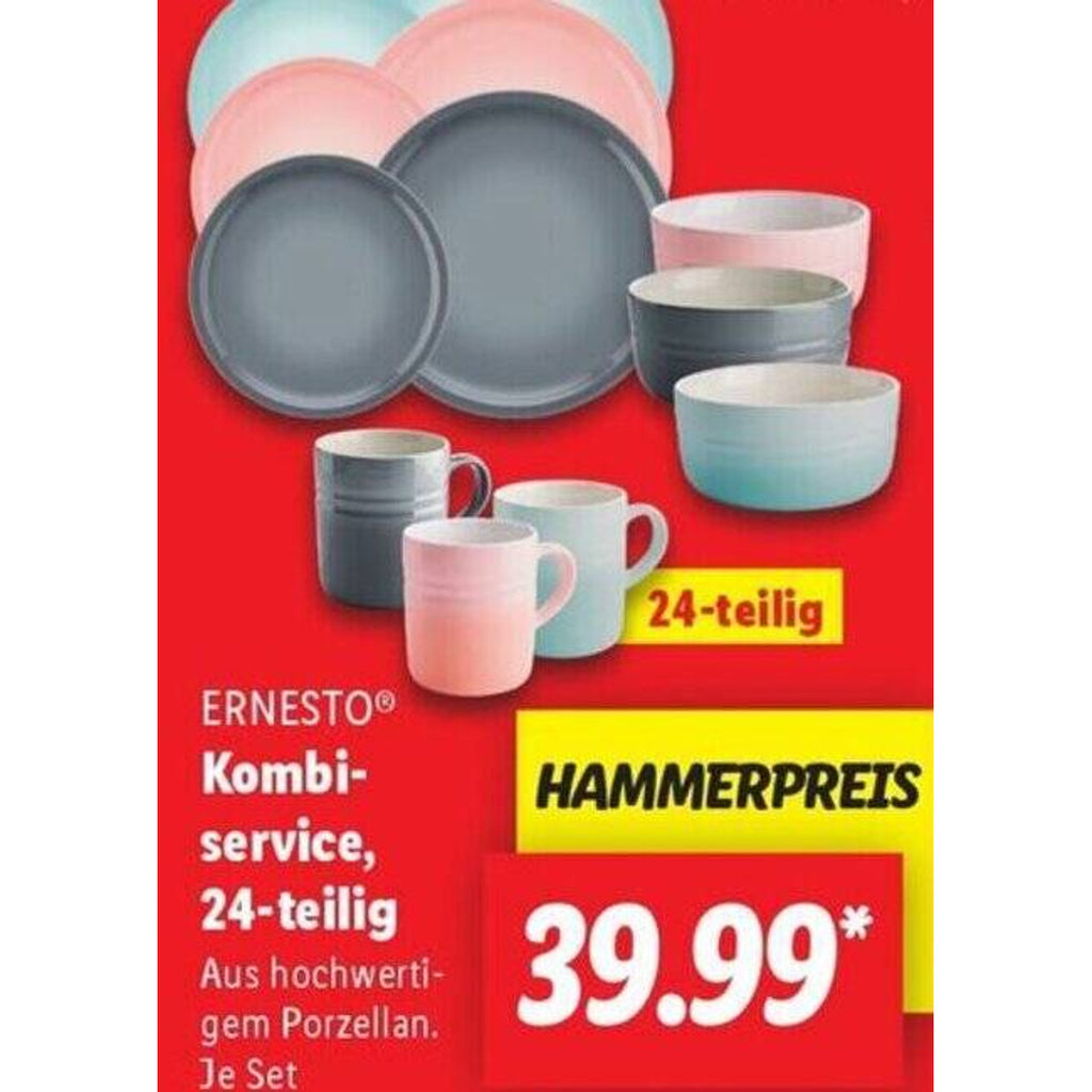 Ernesto 24-Piece Porcelain Dinnerware Set, Turquoise Ombre