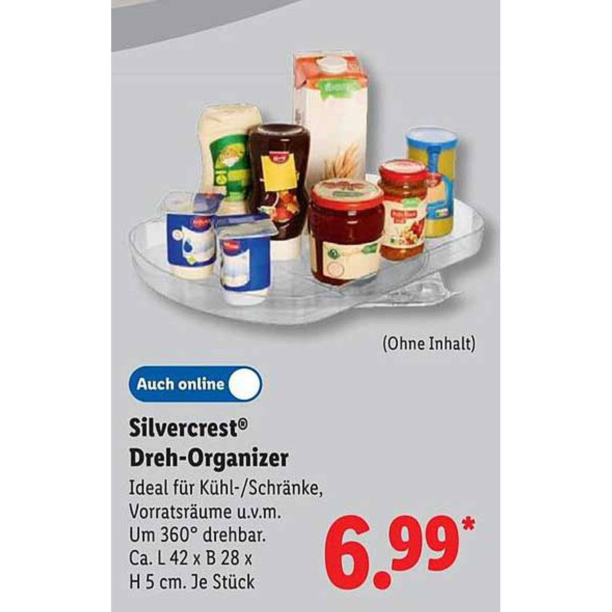 SilverCrest Rotating Kitchen Organiser, 360 Degree, Clear