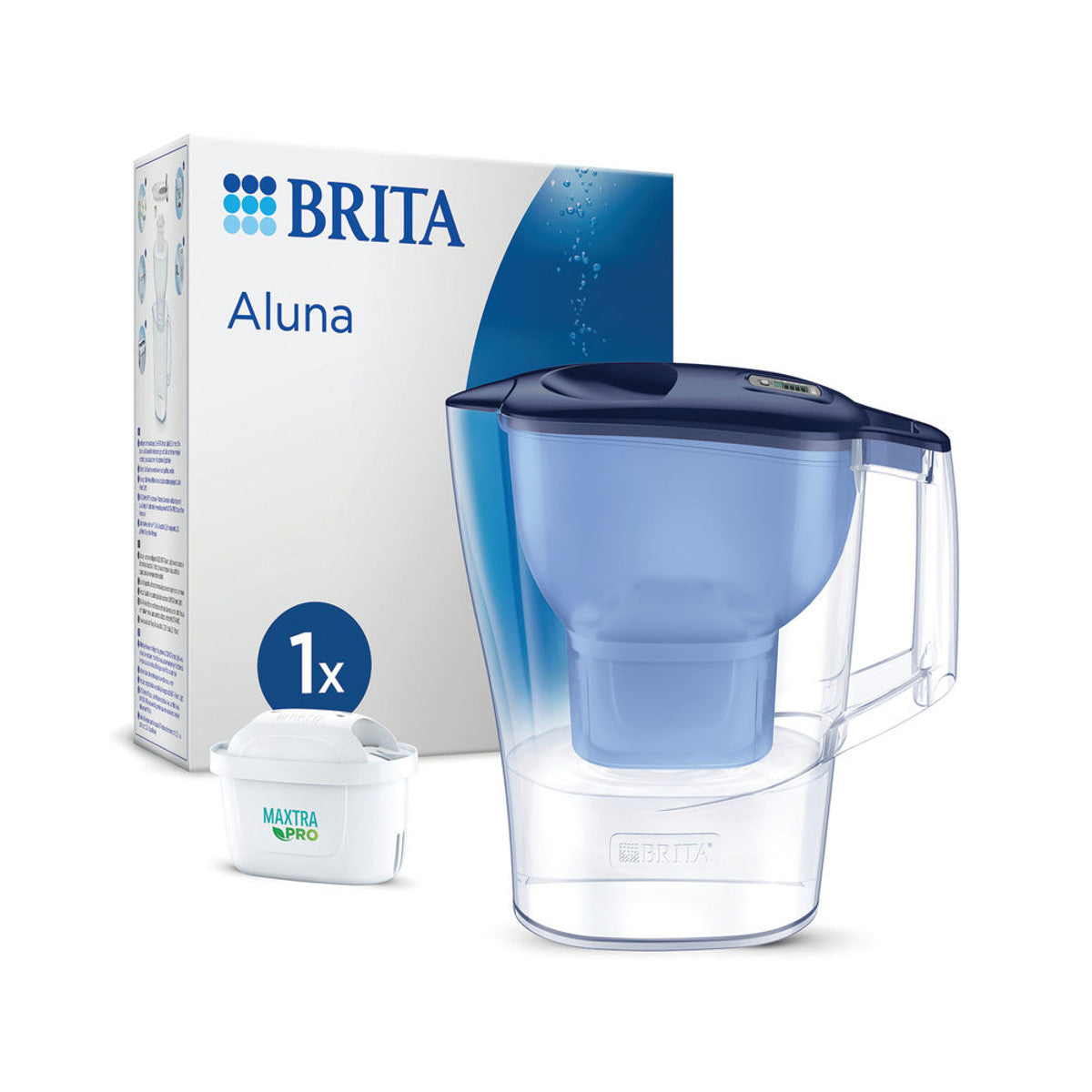 BRITA Aluna Water Filter Jug 2.4 L, Blue, with MAXTRA PRO All-in-1 Cartridge