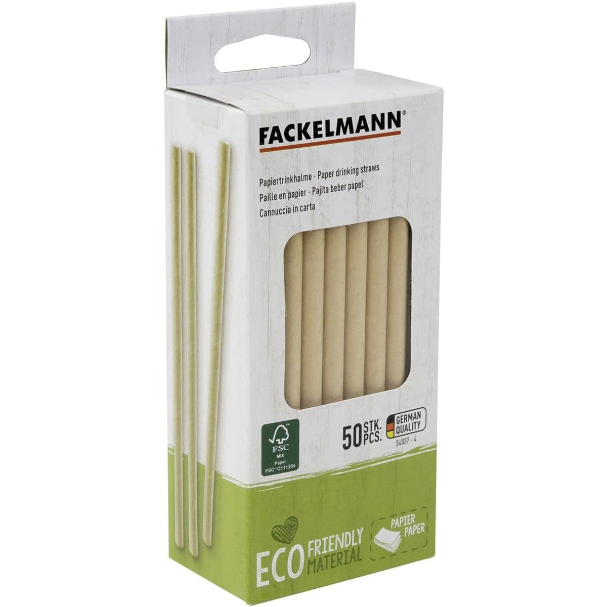 Fackelmann Eco Friendly Paper Drinking Straws, 50 Pieces