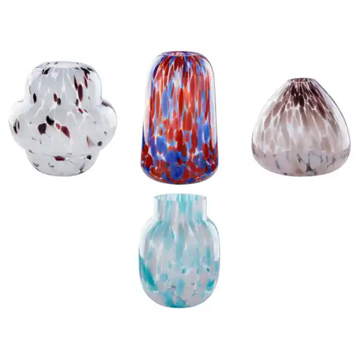 Livarno Home Hand-Blown Glass Vase with Spotted Pattern, Round, 15 x 21.5 cm
