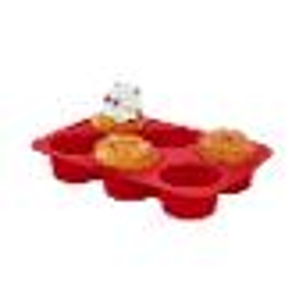 SilverCrest Silicone Muffin Mould, 6 Cavities, Red