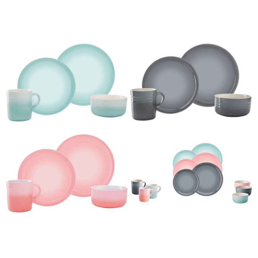 Ernesto 24-Piece Porcelain Dinnerware Set, Turquoise Ombre