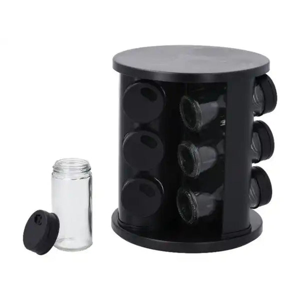 SilverCrest Rotating Spice Rack Carousel, 10-Piece Set, Black