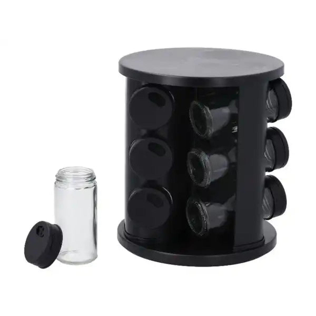 SilverCrest Rotating Spice Rack Carousel, 10-Piece Set, Black